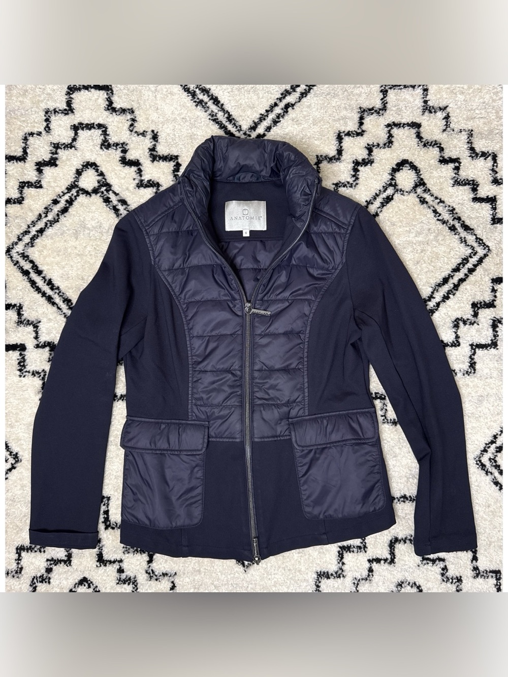 Anatomie Navy Quilted Panel Utility Jacket Size Small